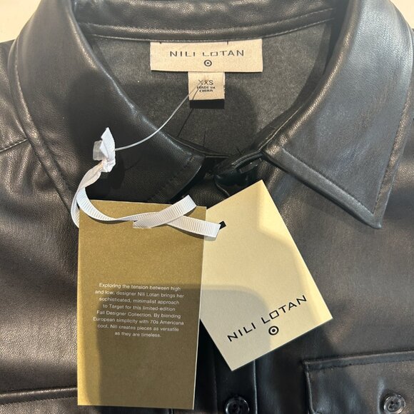 Vegan Leather Button Up Shirt NWT - Picture 2 of 3